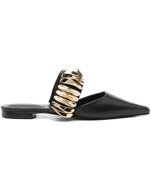 Jonathan Simkhai Leather Flat Court Shoes - Black