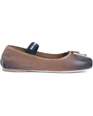 Miu Miu Ballerinas mit Schleifendetail - Braun