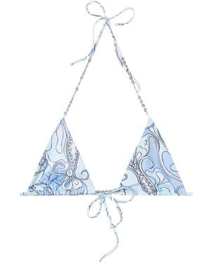 PUCCI Orchidee-Print Triangle Bikini Top - Blue