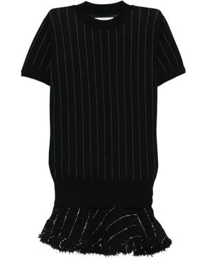 sacaiサカイ★ブラック Tweed & Knit ミニワンピース レディース Sacai ワンピース | オンラインセールは最大50%オフ