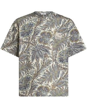 Etro Paisley-Print Cotton T-Shirt - Grey