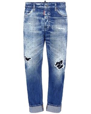 DSquared² Jeans Crop Con Effetto Vissuto - Blu