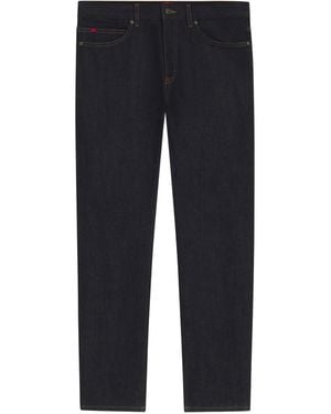 HUGO Leather-Patch Jeans - Blue