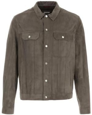 Brunello Cucinelli Suede Four-Pocket Jacket - Grey