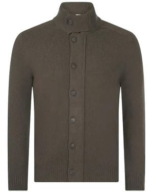 Gran Sasso Ribbed-Knit Button-Up Cardigan - Grey