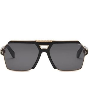 Philipp Plein Geometrische Pilotenbrille - Grau