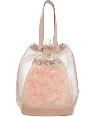 Simone Rocha Mesh Drawstring Tote Bag - Pink
