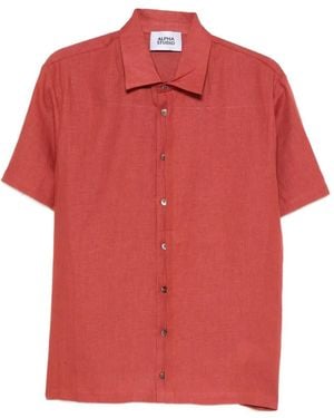 Alpha Studio Short-Sleeve Buttoned Shirt - Red