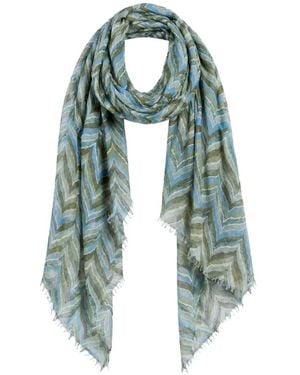Hemisphere Weaver-Print Knitted Scarf - Blue