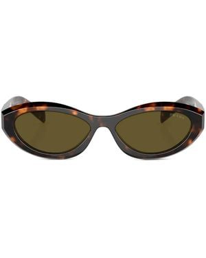 Prada Oval-Frame Sunglasses - Brown