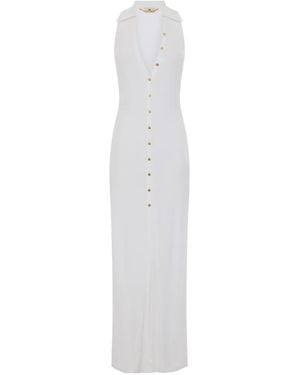 Elisabetta Franchi V-Neck Maxi Dress - White