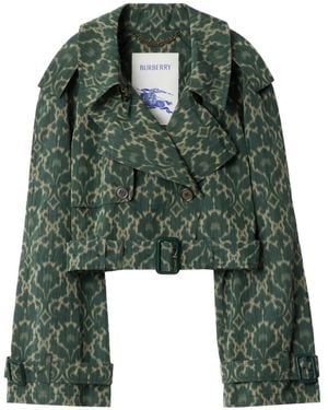 Burberry Graphic-Print Belted Jacket - Green