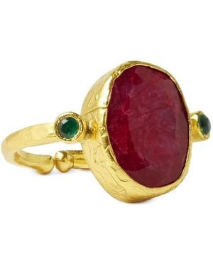Ottoman Hands Lucia Ruby Cocktail Rings - Metallic