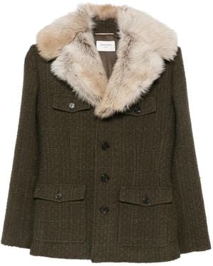 Saint Laurent Jacke Mit Kragen Aus Faux Fur - Grün