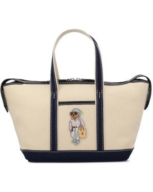 Polo Ralph Lauren Mini Polo Bear Canvas Tote Bag - Natural