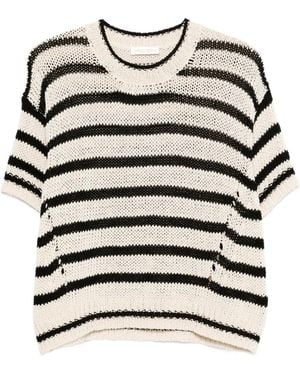 Roberto Collina Striped Knitted T-Shirt - Black