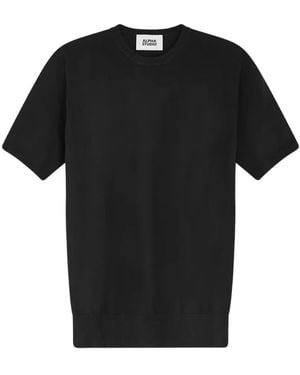 Alpha Studio Short-Sleeve Crew-Neck Sweater - Black