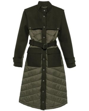 Patrizia Pepe Quilted Paneled Coat - Green