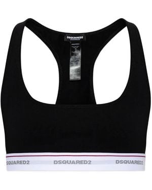 DSquared² Sujetador Con Franja Del Logo - Negro