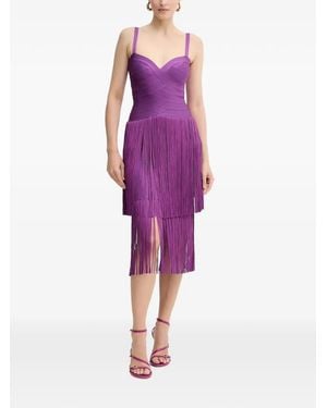 Hervé Léger Georgia Fringed Midi Dress - Purple