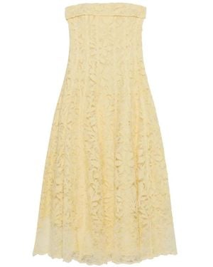 Jonathan Simkhai Strapless Lace-Overlay Dress - Yellow