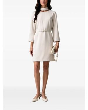 ARMANI EXCHANGE Belted Cut-Out Mini Dress - Natural