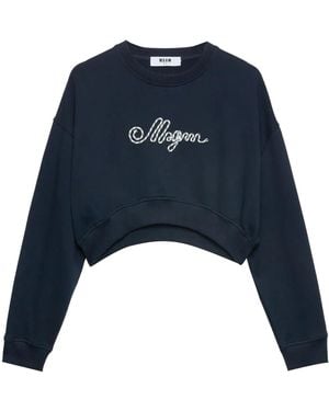 MSGM Sweater Met Geborduurd Logo - Blauw