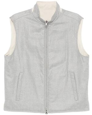N.Peal Cashmere Reversible Zipped Vest - Grey