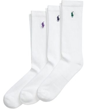 Polo Ralph Lauren Logo-Embroidered Crew Socks (Pack Of Three) - White
