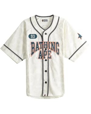 A Bathing Ape Logo-Patch Camouflage-Jacquard Shirt - White