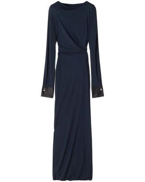 Lanvin Dark Long Sleeve Maxi Dress - Blue