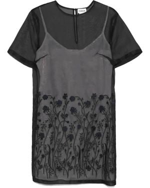 P.A.R.O.S.H. Flora-Detail Midi Dress - Black