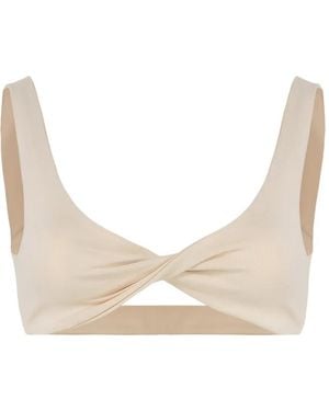 Live The Process Twisted-Detail Cropped Top - Natural