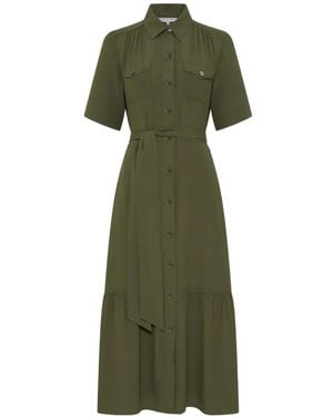 Gerard Darel Raina Belted Shirt Midi Dress - Green