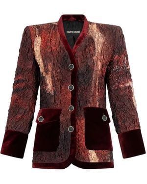 Roberto Cavalli Silk Fitted Jacket - Red