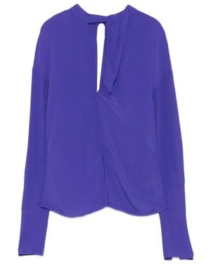 Patrizia Pepe Cut-Out V-Neck Blouse - Purple
