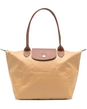 Longchamp Le Pliage Leather-Trimmed Tote Bag - Natural