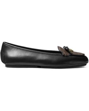 Michael Kors Leather Moccasins With Exclusive Wendy Logo - Black