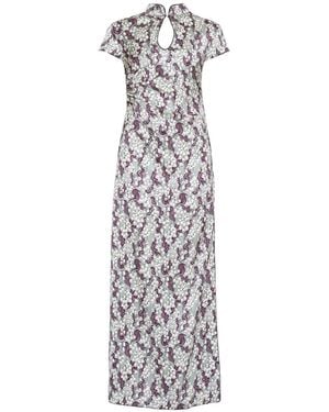 Des Phemmes Maxikleid Mit Blumen-Print - Weiß