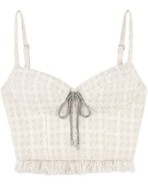 Area Tweed-Texture Top - White