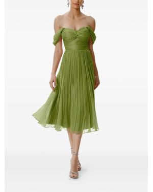 Framboise Robe Mi-Longue Kaly En Soie À Design Plissé - Green