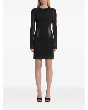 The Attico Mini Dress With Tulle Inserts - Black