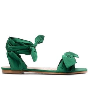 Red(V) Bow-Detail Flat Sandals - Green