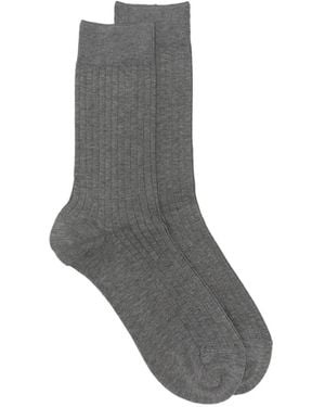 ANT45 Urbana Short Ribbed-Knit Socks - Grey