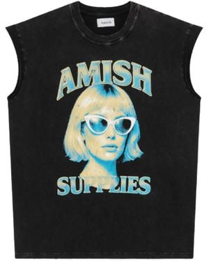 AMISH Graphic-Print Sleeveless Tank Top - Black