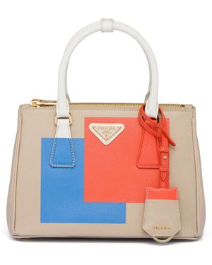 Prada Kleine Galleria Handtasche Aus Saffiano-Leder - Weiß