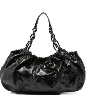Marella Medium Leather Tote Bag - Black