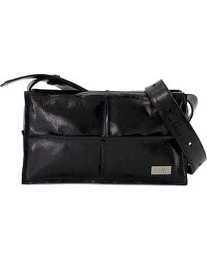MM6 by Maison Martin Margiela Mini Panelled Leather Crossbody Bag - Black