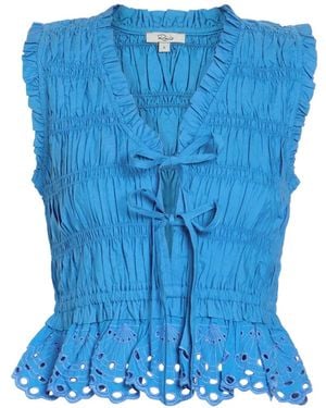 Rails Shirred Broderie-Anglaise Top - Blue