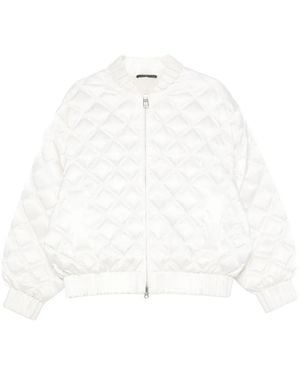 RAXXY Quilted-Pattern Bomber Jacket - White